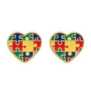 Brinco Dourado Autismo Formato Coração